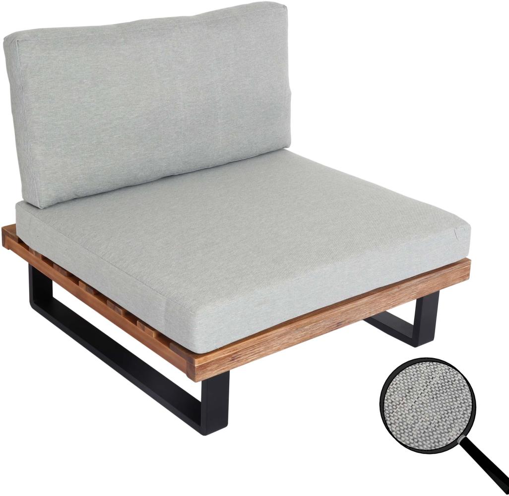 Lounge-Sessel HWC-H54, Garten-Sessel, Spun Poly Akazie Holz FSC®-zertifiziert Aluminium ~ hellbraun, Polster hellgrau Bild 1