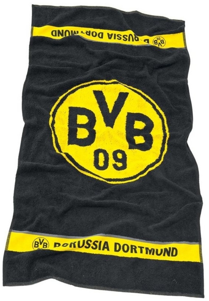 BVB Duschtuch BVB-Duschtuch Emblem 70x140 cm, Baumwolle (Set, 1-St), Mit gewebter Bordüre Bild 1