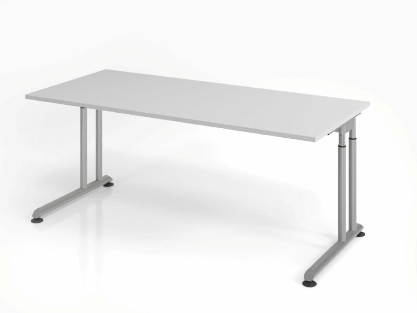 Schreibtisch C-Fuß 180x80cm Grau/Silber Bild 1