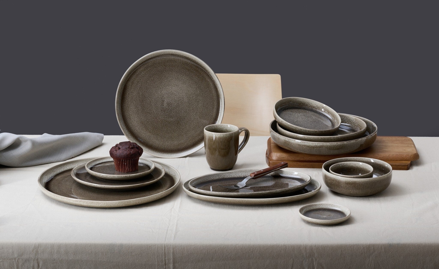 Servierplatte 33,5cm rund 2er Set Eda umbra Bild 1