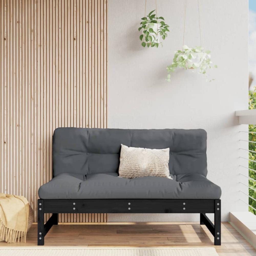 vidaXL Garten-Mittelsofa Schwarz 120x80 cm Massivholz Kiefer Bild 1