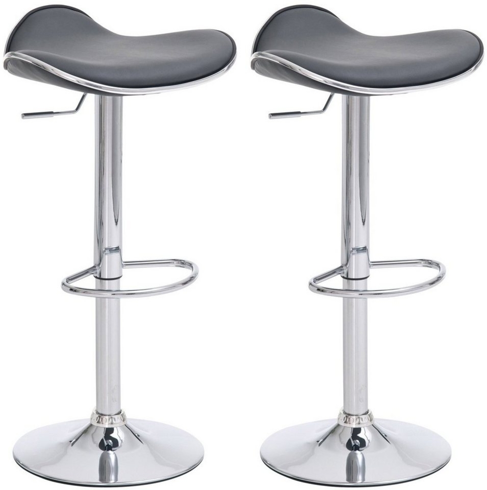 TPFLiving Barhocker Shangrila (Set, 2 St, Barstuhl höhenverstellbar - Hocker für Theke & Küche - Tresenhocker), 360° drehbar - chromfarbener Stahl - Sitzfläche: Kunstleder Grau Bild 1