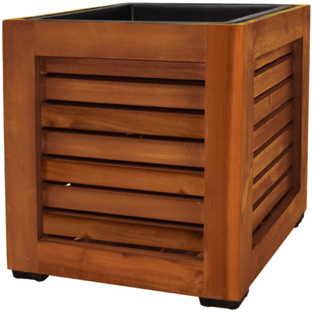 Pflanzgefäß Colorado 3 Pflanzkasten Blumenkasten mit Streben Akazienholz 28 x 28 cm Bild 1