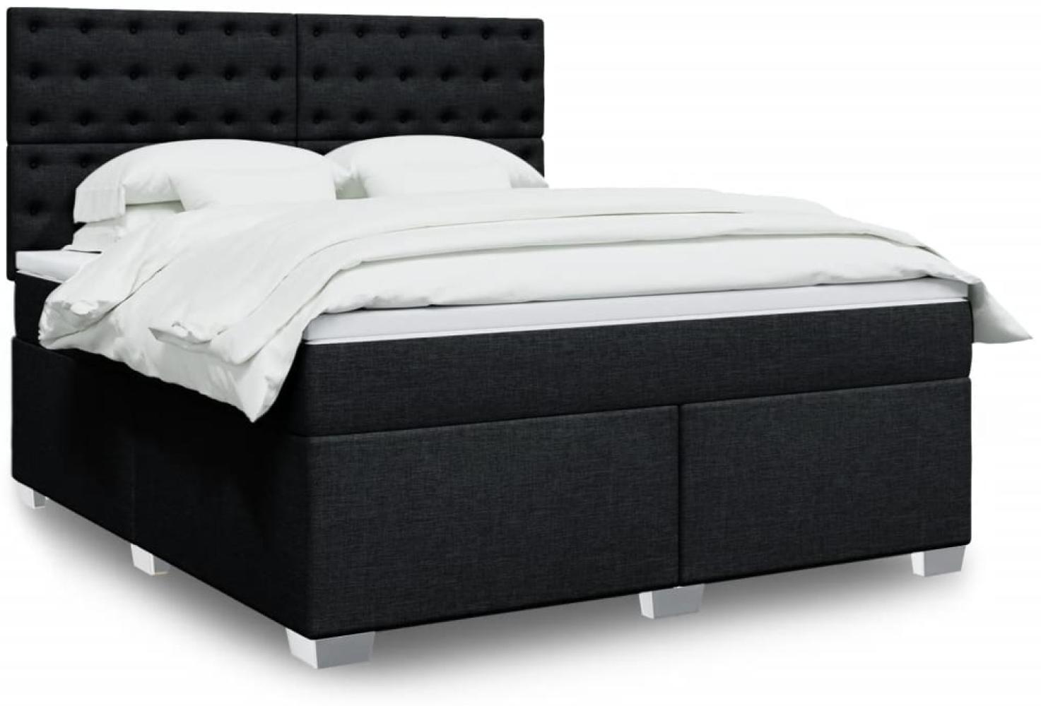 vidaXL Boxspringbett mit Matratze Schwarz 180x200 cm Stoff 3292883 Bild 1