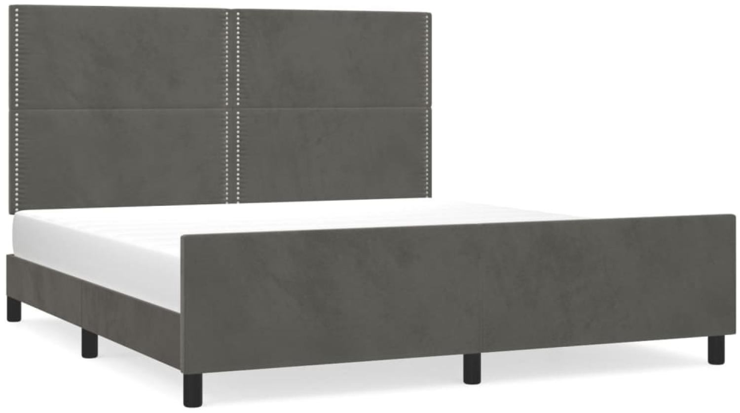 Bettgestell mit Kopfteil Samt Dunkelgrau 160x200 cm, Härtegrad: H2 [3125703] Bild 1