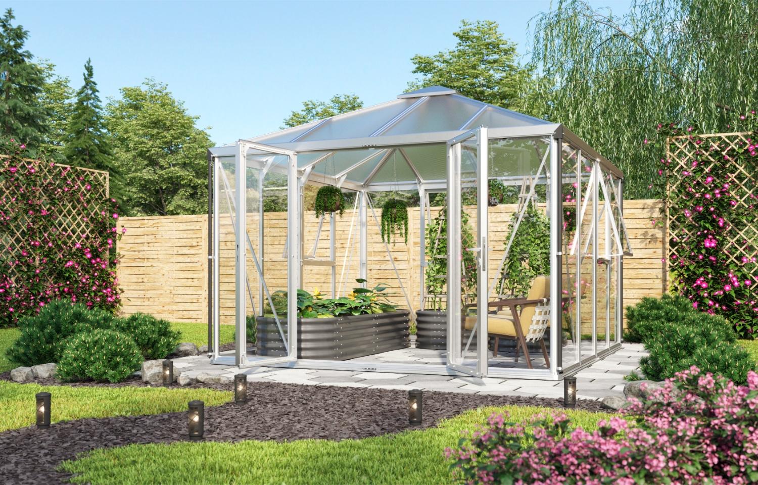 Vitavia Gewächshaus-Pavillon "Minos", aluminium eloxiert,3 mm ESG, 10 mm HKP Bild 1