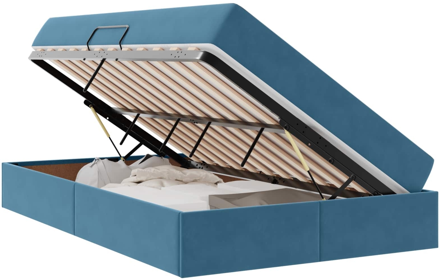 vidaXL Aufbewahrungsbett mit Matratze Dunkelblau 120x200 cm Samt 3399716 Bild 1