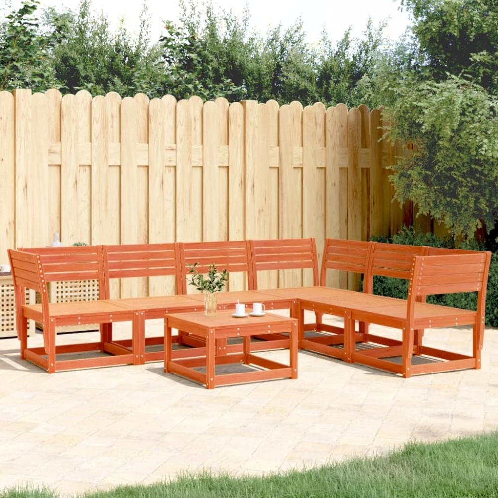 vidaXL 6-tlg. Garten-Sofagarnitur Wachsbraun Massivholz Kiefer 3217017 Bild 1