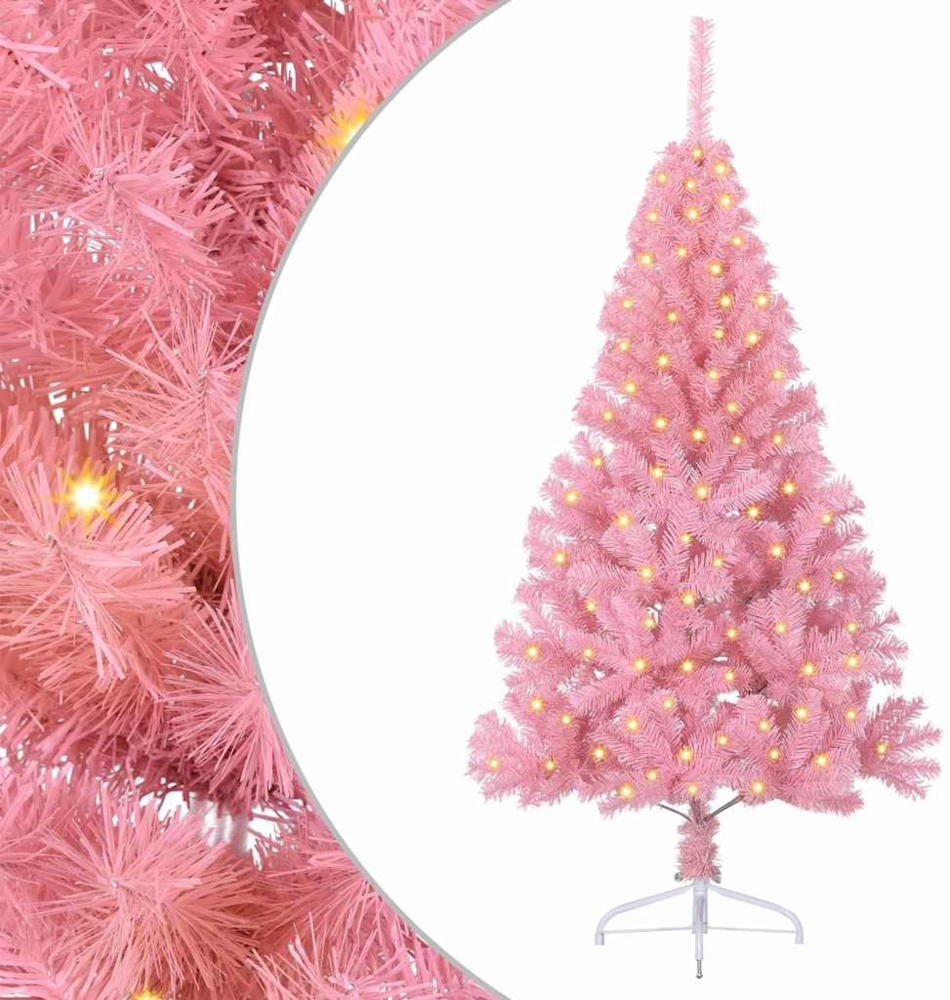 vidaXL Künstlicher vorbeleuchteter Weihnachtsbaum Rosa 150 cm PVC 3397059 Bild 1
