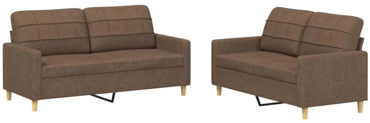 vidaXL 2-tlg. Sofagarnitur mit Kissen Braun Stoff 3201277 Bild 1