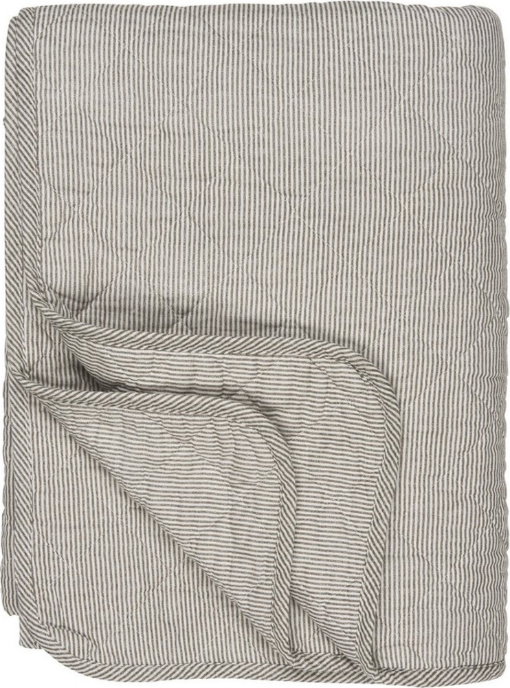 Ib Laursen - Decke Quilt Tagesdecke Gestreift Grau Weiß 180x130cm 0788-45 Bild 1