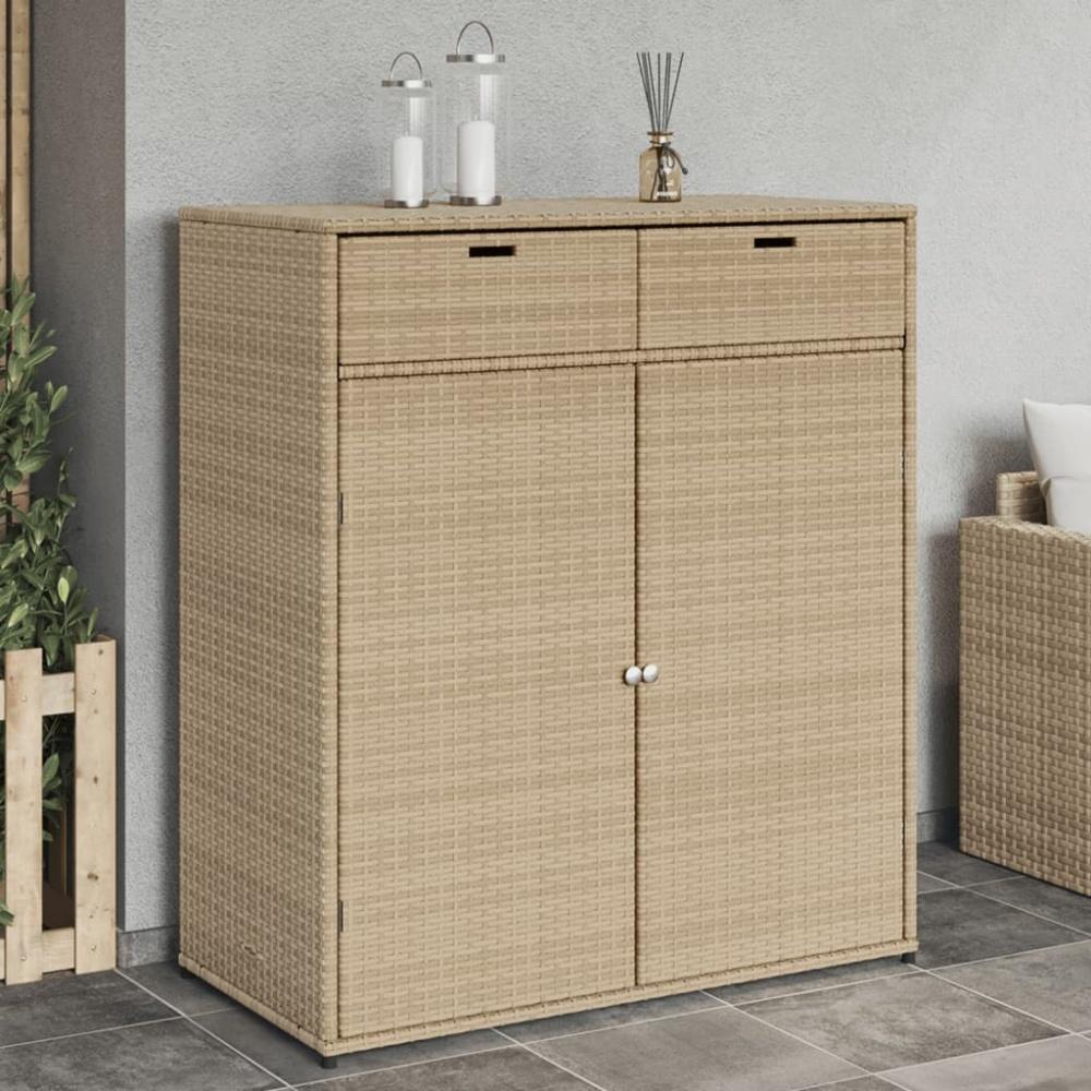 vidaXL Gartenschrank Beige 105x55x113 cm Poly Rattan 365566 Bild 1