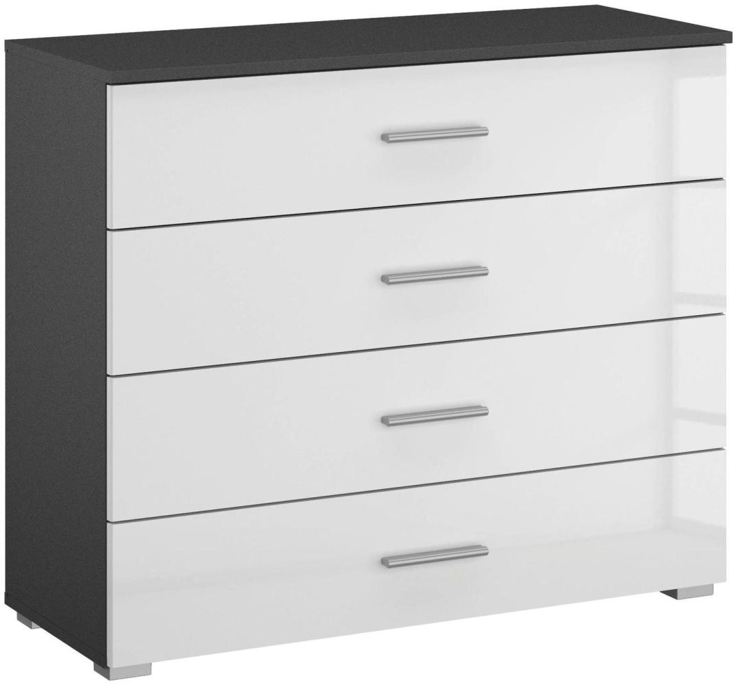 Kommode Hannah hochglanz grau - weiß 4 Schubladen B 93 cm H 81 cm Bild 1