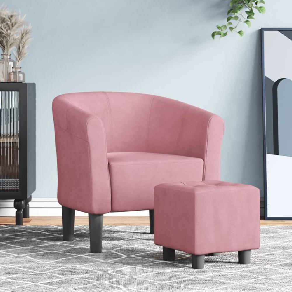 vidaXL Clubsessel mit Fußhocker Rosa Samt 356454 Bild 1