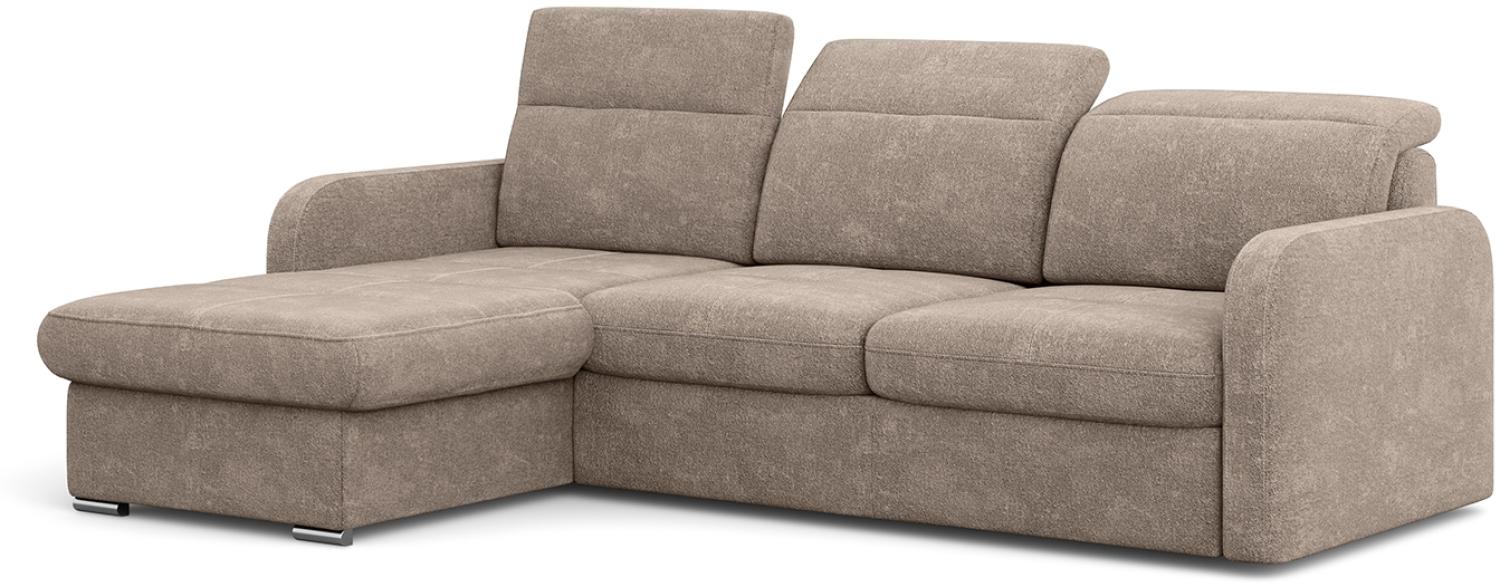 MEBLINI Schlafcouch mit Bettkasten - Ecksofa mit Schlaffunktion - Sofa mit Relaxfunktion und Kopfstützen - Couch L-Form - Eckcouch - Wohnlandschaft - EMERALD - 215x167x84cm - Braun Webstoff Bild 1