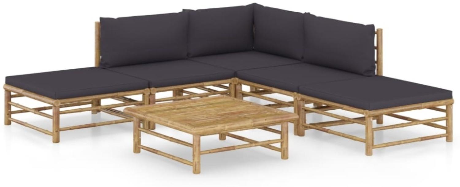 vidaXL 6-tlg. Garten-Lounge-Set mit Dunkelgrauen Kissen Bambus 3058188 Bild 1