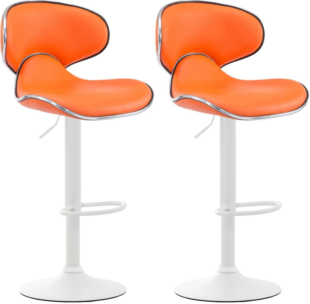 CLP 2er Set Barhocker Las Vegas V2 Kunstleder mit Fußstütze,orange weiß Bild 1