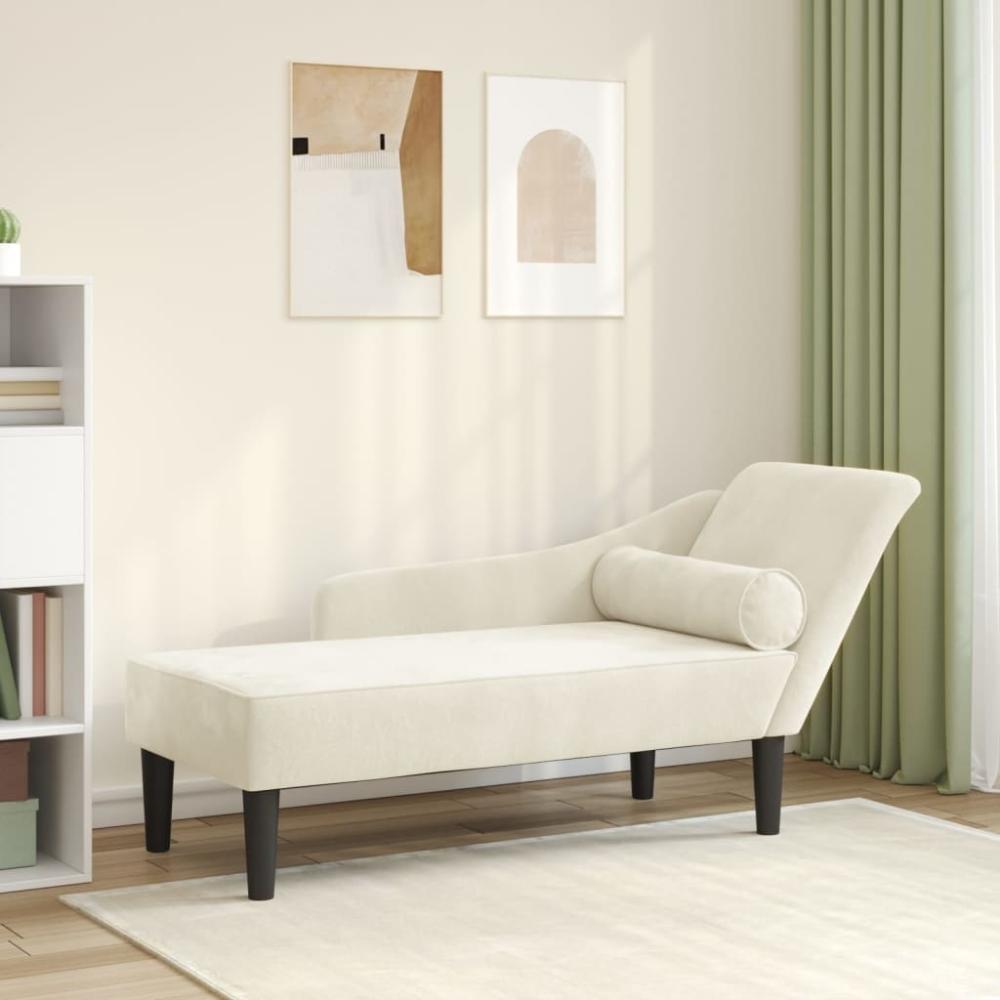 vidaXL Chaiselongue mit Kissen Creme Samt Bild 1