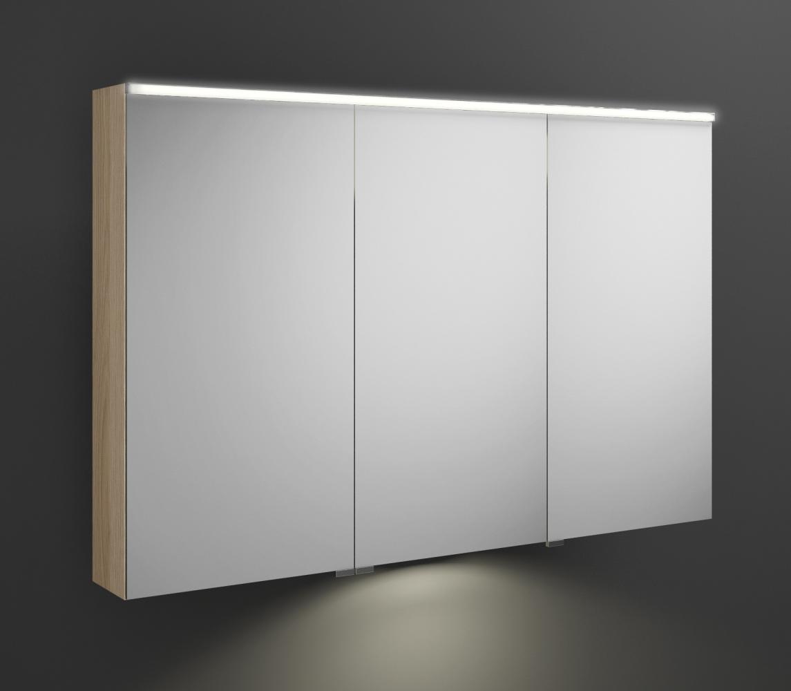 Burgbad Eqio Spiegelschrank mit horizontaler LED-Beleuchtung und Waschtischbeleuchtung, 3 Türen, mittlerer Anschlag rechts, 1200x800 mm, SPGT120L, Korpus: Eiche Dekor Cashmere - SPGT120LF3180 Bild 1