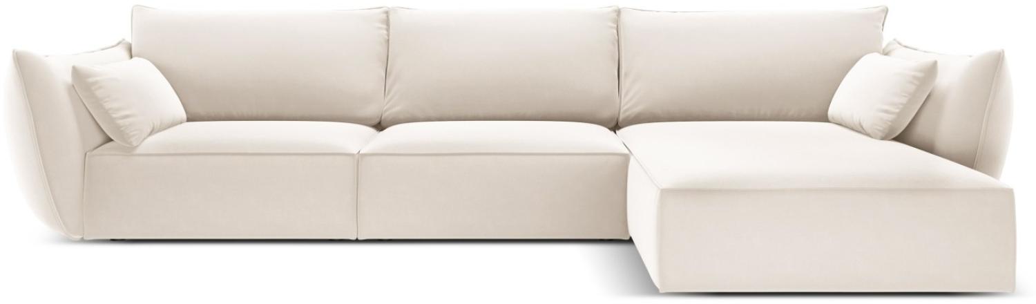 Micadoni 4-Sitzer Samtstoff Ecke rechts Sofa Kaelle | Bezug Light Beige | Beinfarbe Black Plastic Bild 1