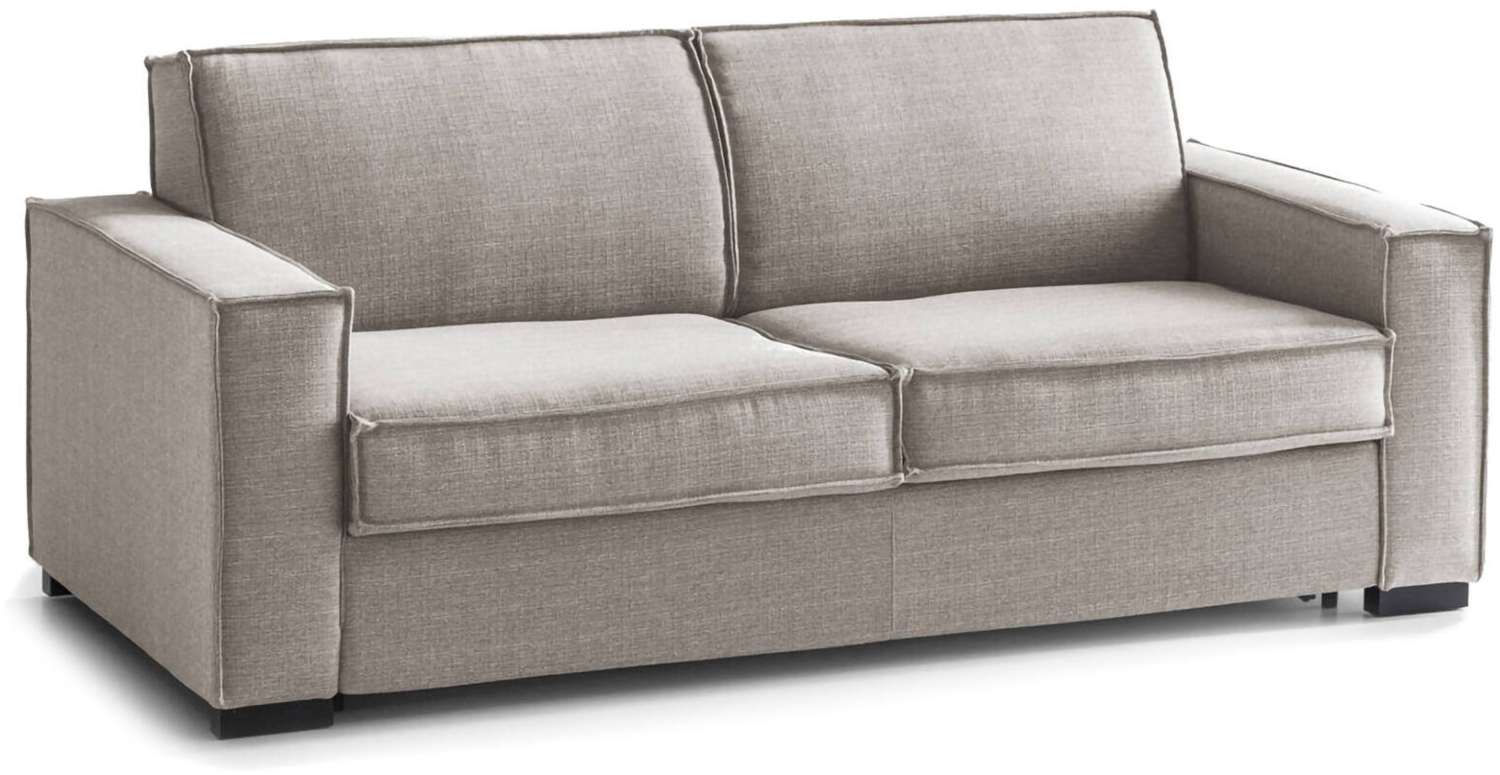 Dmora 2-Sitzer Schlafsofa Amapola, Wohnzimmersofa mit drehbarer Öffnung, gepolsterter Stoff, Standardarmlehnen, 100 % Made in Italy, cm 200x95h90, Taupe Bild 1