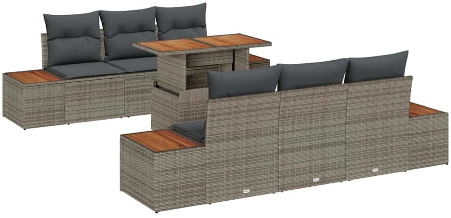 vidaXL Garten Essgruppe mit Kissen mit Kissen 7 pcs Grau und Braun 3350031 Bild 1