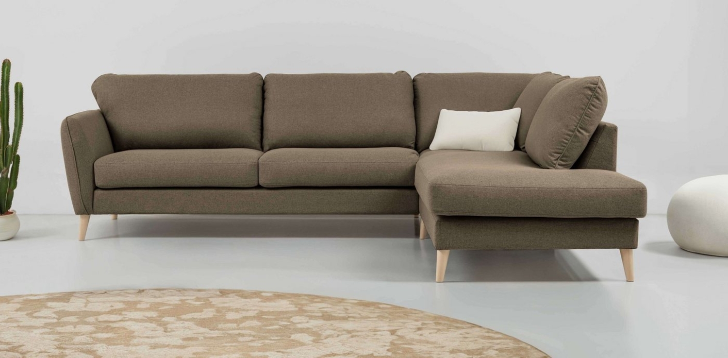 Home affaire Ecksofa MARSEILLE 278/202 cm, L-Form, Ottom. rechts/links, verschiedene Bezüge, Massivholzbeine Eiche, Landhausstil, Wellenunterfederung Bild 1