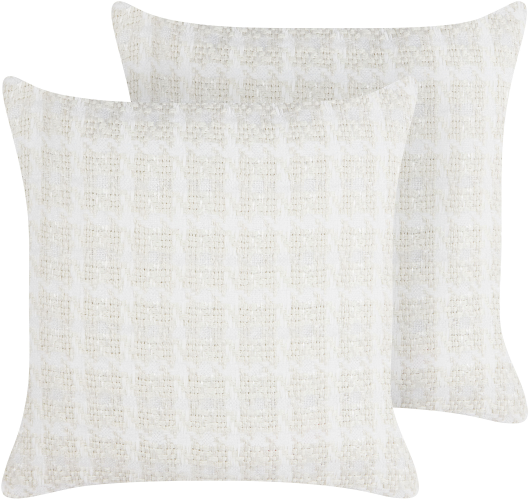 Kissen 2er Set Kariertes Muster DOURIS 45 x 45 cm Helles Beige Bild 1