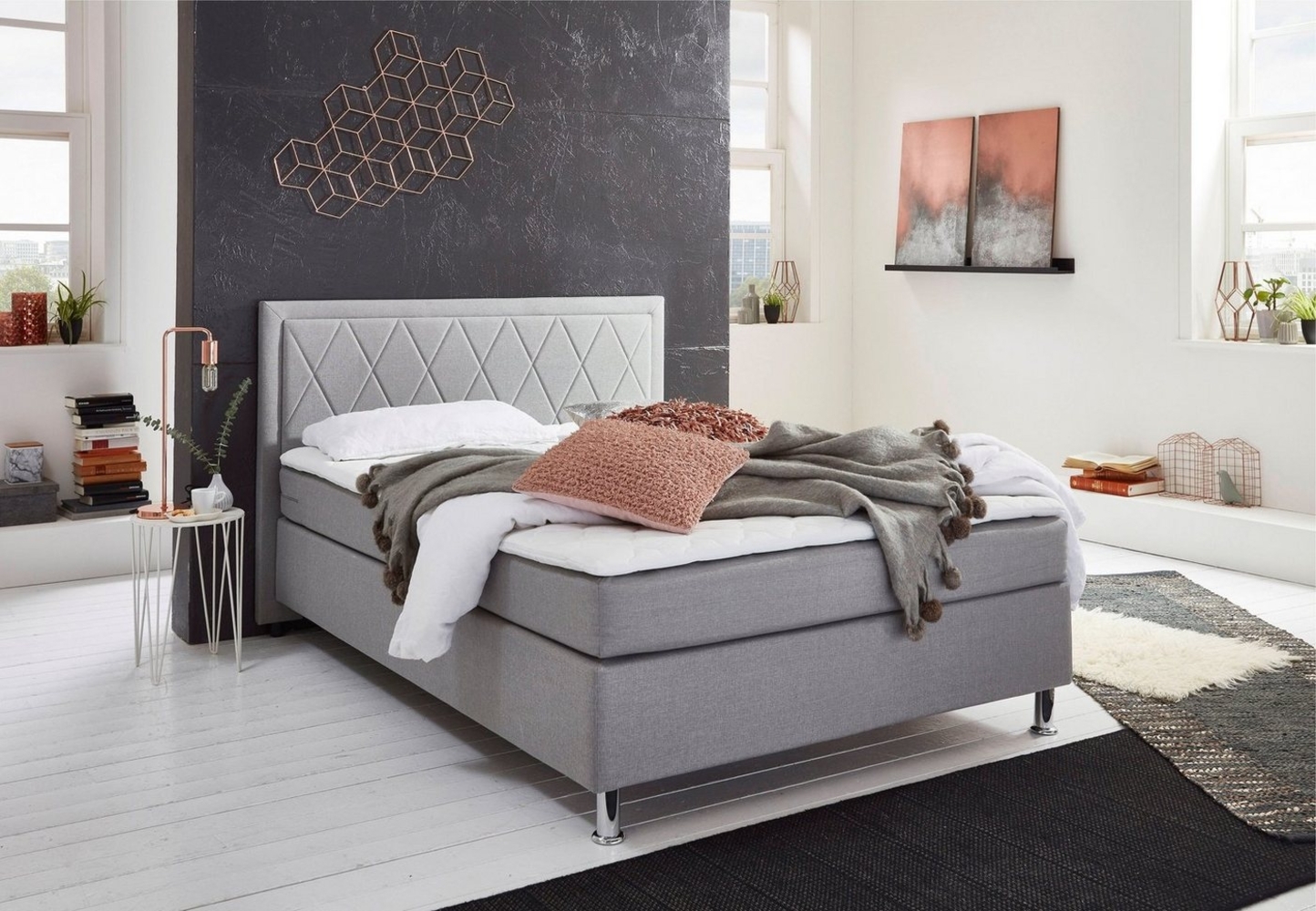 ATLANTIC home collection Boxbett Helen, Tonnentaschenfederkern-Matratze und Topper, wahlweise mit Bettkasten Bild 1