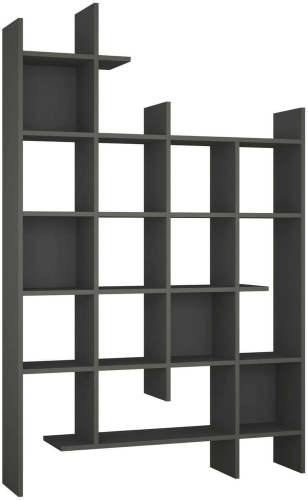 Dmora Bücherregal Achela, Büroregal, Mobiler Buchhalter, Bücherbrett, 122x26h188 cm, Anthrazit Bild 1