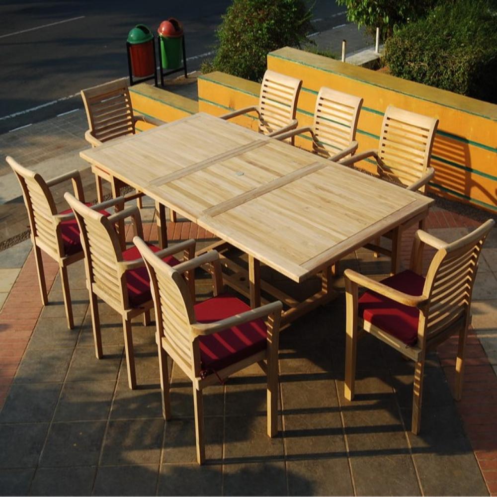 Gartenmöbel Set 8 Stapelstühle Cosenza + Ausziehtisch Parma - Tischplatte: 180-240 x 120 cm Bild 1