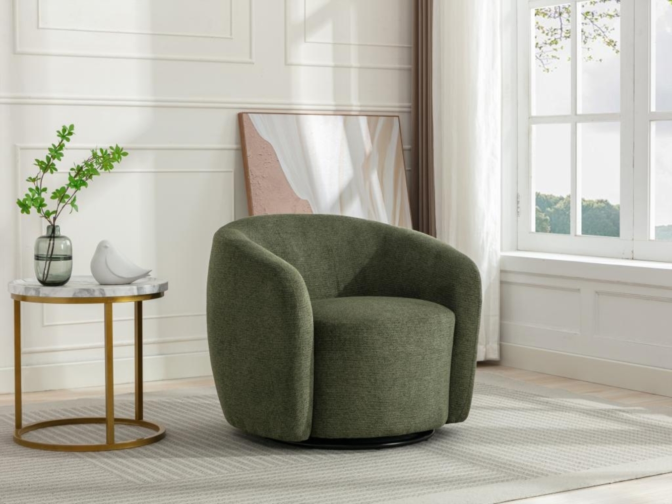 Vente-unique - Drehsessel - Strukturstoff - Khaki - VEREIDE Bild 1