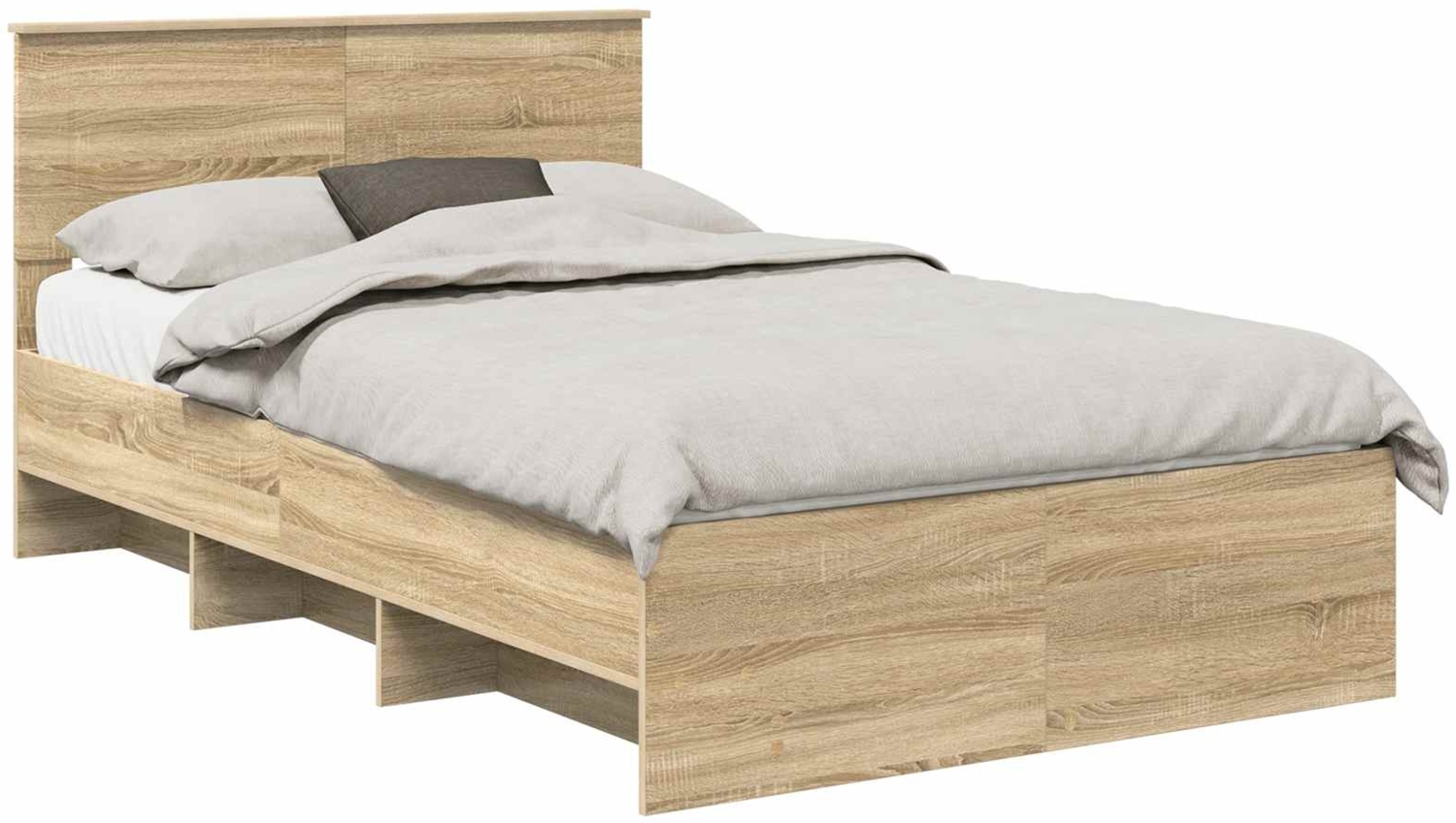 vidaXL Bettrahmen mit Kopfteil Sonoma-Eiche 120 x 123 cm Holzwerkstoff 3408867 Bild 1