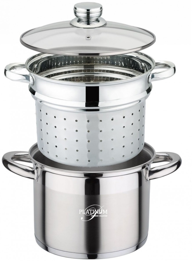 Pasta Nudel Spargel Topf mit Dampfgareinsatz Platinum Edelstahl 3-tlg. PL-10016 Bild 1