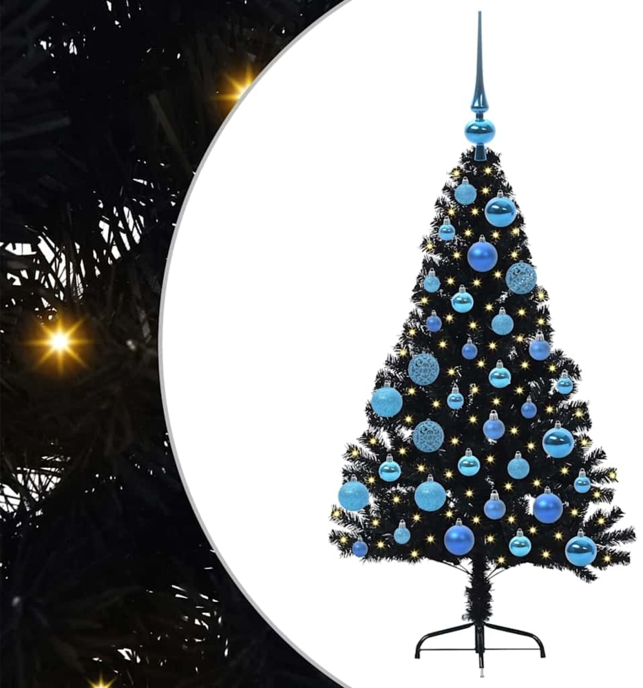 vidaXL Künstlicher vorbeleuchteter Weihnachtsbaum Schwarz 120 cm PVC 3397122 Bild 1