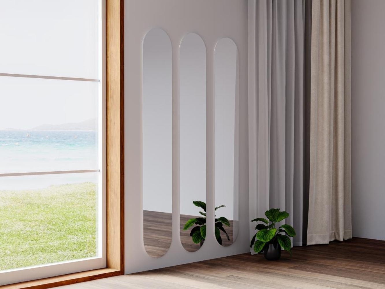 Vente-unique - Wandspiegel oval 3er-Set - 30 x 175 cm - KANXI Bild 1