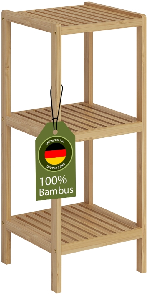 Bellamio 'Newa' Badezimmer Regal, Bambus, natur, 80x33x33 cm, Badregal mit 3 Ablagefächern Bild 1
