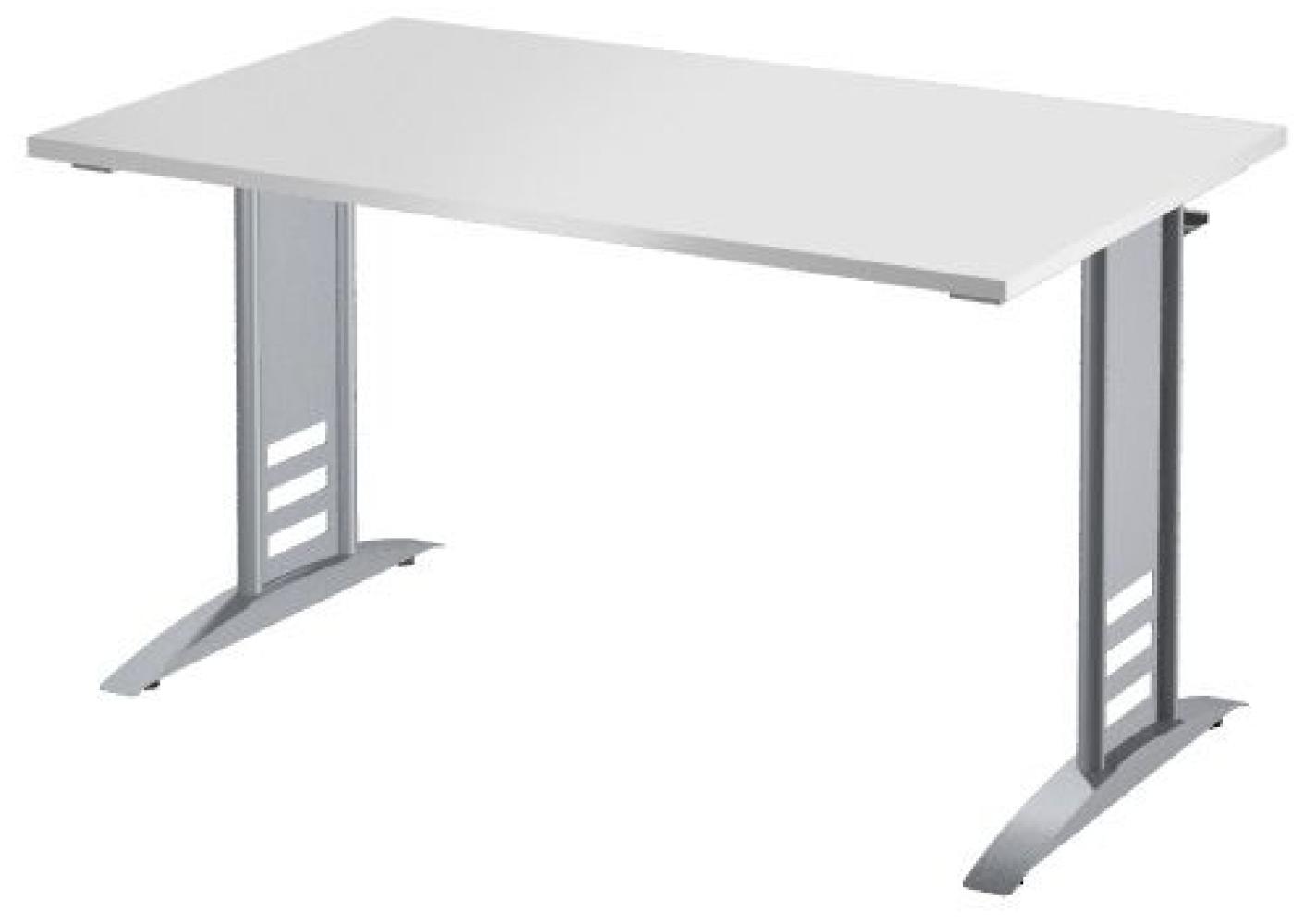 Schreibtisch Tec-Art, 80x80x68-82cm, C-Fuß Gestell, Lichtgrau Bild 1