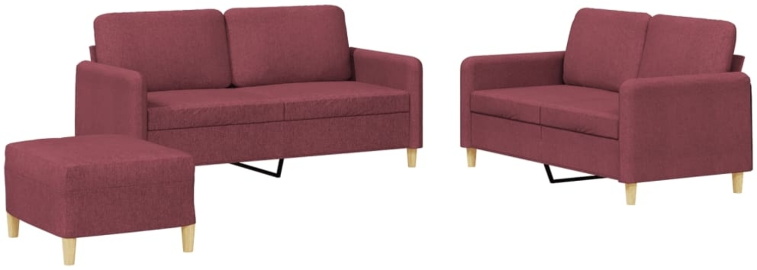 vidaXL 3-tlg. Sofagarnitur mit Kissen Weinrot Stoff 3202100 Bild 1