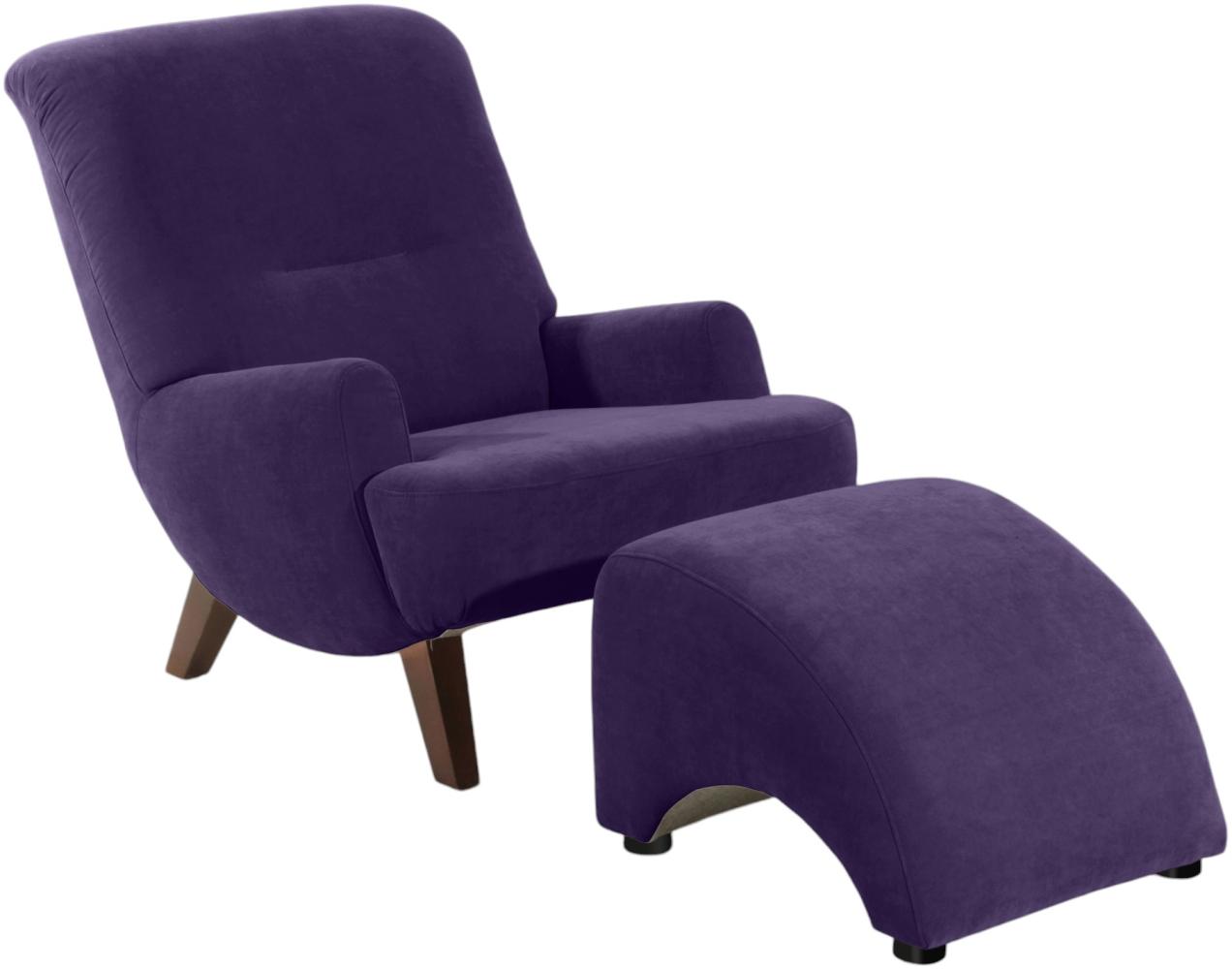 Sessel Kajsa Bezug Veloursstoff Buche nussbaum dunkel / violett 21324 Bild 1