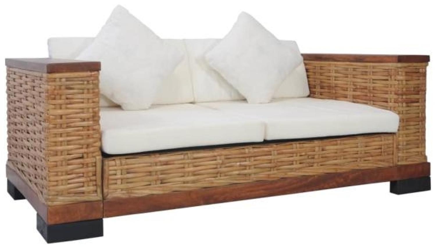 vidaXL 2-Sitzer-Sofa mit Auflagen Braun Natur Rattan 283079 Bild 1