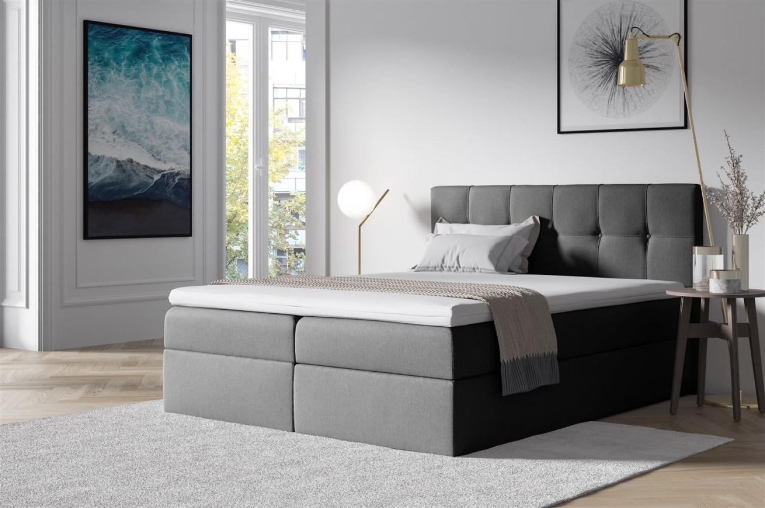 Boxspringbett BURGOS 120x200 cm Dunkelgrau Bild 1