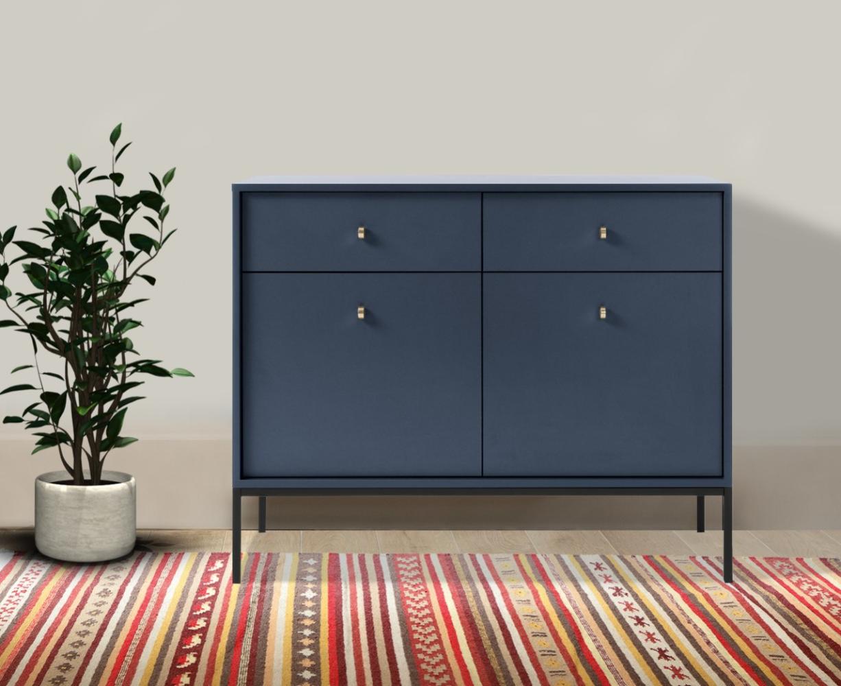 Kommode Mono 103,5x39x83cm Sideboard marineblau 2-türig Bild 1