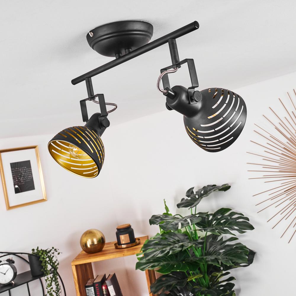 hofstein Deckenleuchte »Mitterthal« Deckenlampe, Metall, Schwarz/Goldfarben, ohne Leuchtmittel, Retro/Vintage-Design mit Lichteffekt, E14, verstellbare Strahler Bild 1