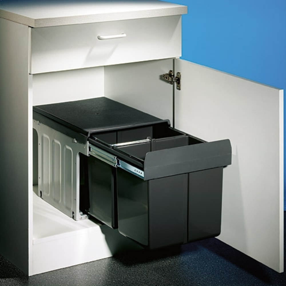 NABER Abfallsorter 32 (2x16) Liter DOUBLE MASTER 2 DS inkl. Rollwagen DS, ab 40 cm Schrankbreite Bild 1