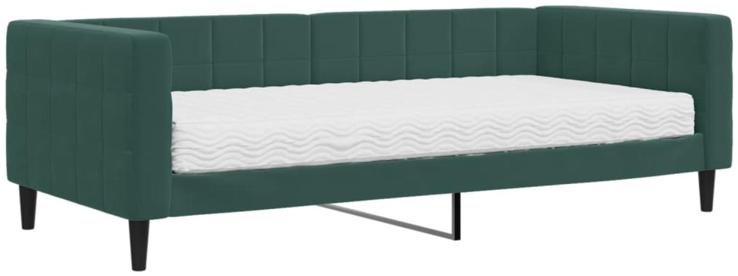 vidaXL Tagesbett mit Matratze Dunkelgrün 90x200 cm Samt 3196669 Bild 1