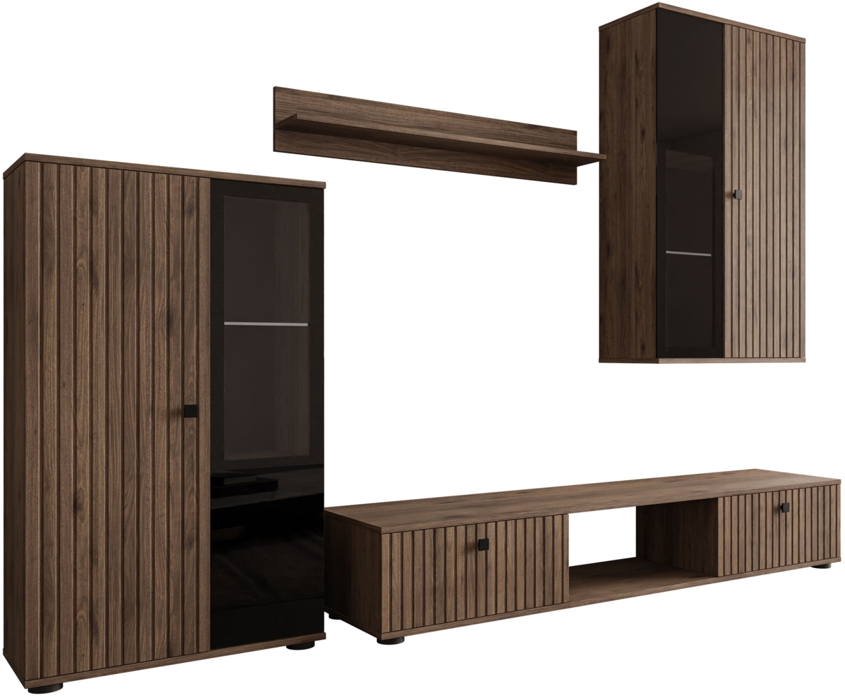 Wohnwand Salsa II (Farbe: Nuss Okapi, ohne Beleuchtung) Bild 1