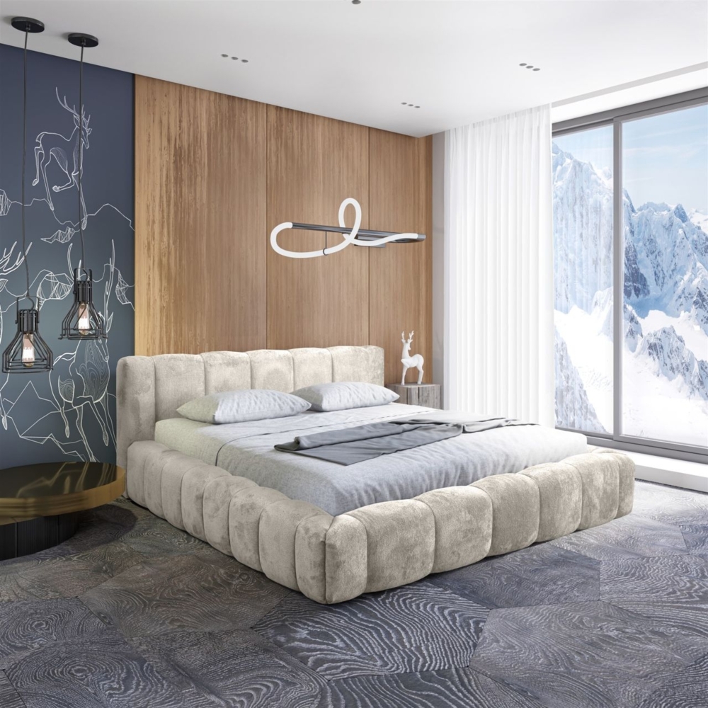 Polsterbett Doppelbett HAILEY 140x200cm in Stoff Tender Way Altweiß Bild 1