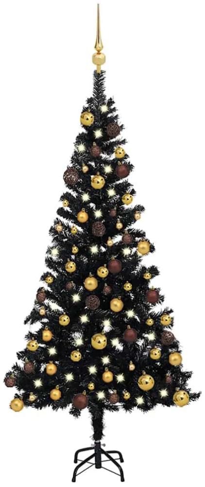 vidaXL Künstlicher Weihnachtsbaum Beleuchtung & Kugeln Schwarz 120 cm 3077502 Bild 1