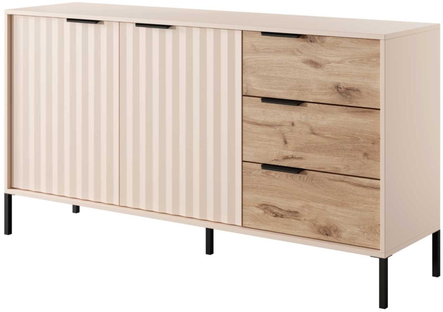 Kommode Sideboard Rave 153x39,5x81cm beige Viking Oak 2-türig Bild 1